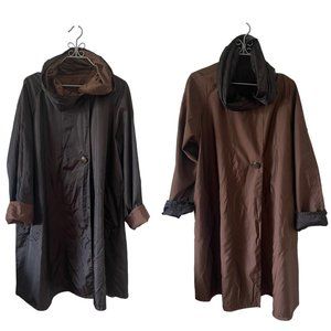 Regent Park Reversible Black Brown Hooded Coat Long Sleeve Black - Size L